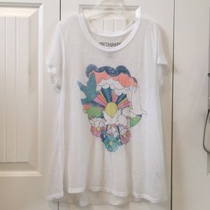 Bethany Mota sheer colorful shirt